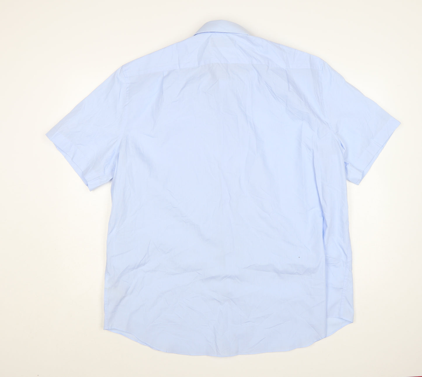 Marks and Spencer Men's Blue Regular Fit 18in Short Sleeve Dress Shirt