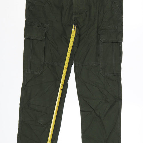 Marks and Spencer Men’s Green Cargo Trousers 32W 29L Regular Fit Cotton