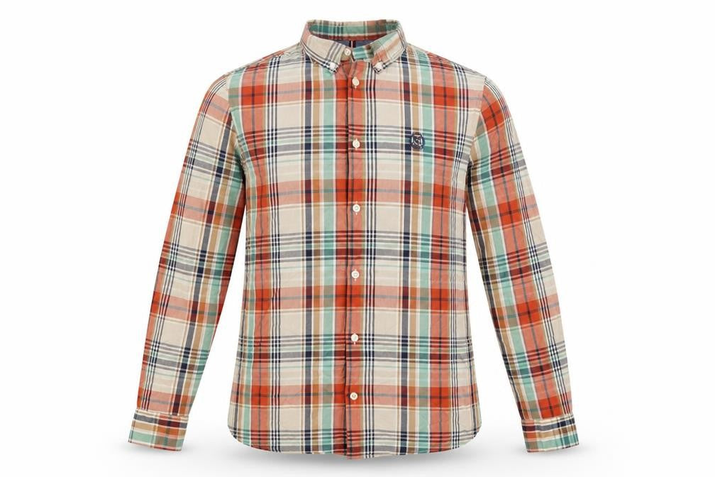 Marks and Spencer Men's Multicoloured Checked Pure Cotton Band Collar Shirt Size S