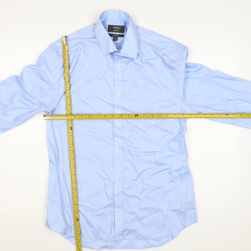 Marks and Spencer Men's Blue Slim Fit Non-Iron Dress Shirt 15.5in