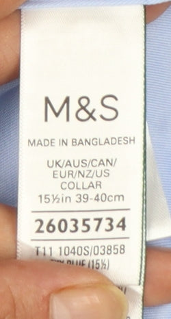 Marks and Spencer Men's Blue Slim Fit Non-Iron Dress Shirt 15.5in
