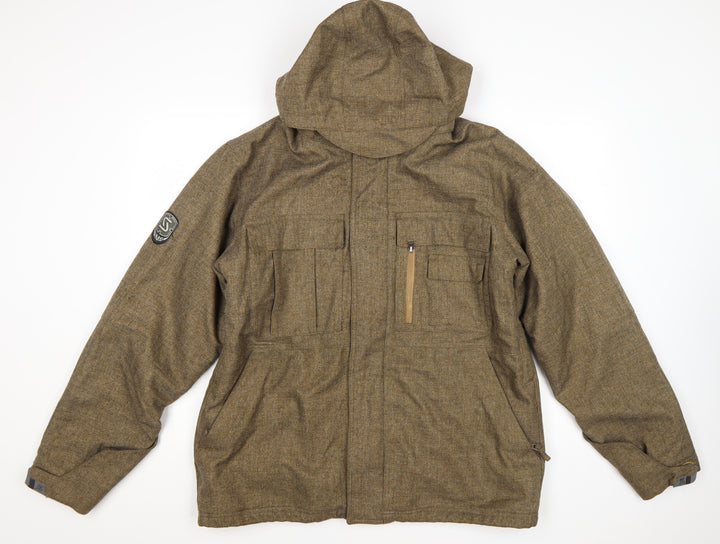 SIMS Men's Brown Tweed Parka Jacket Hooded Size L Outdoor