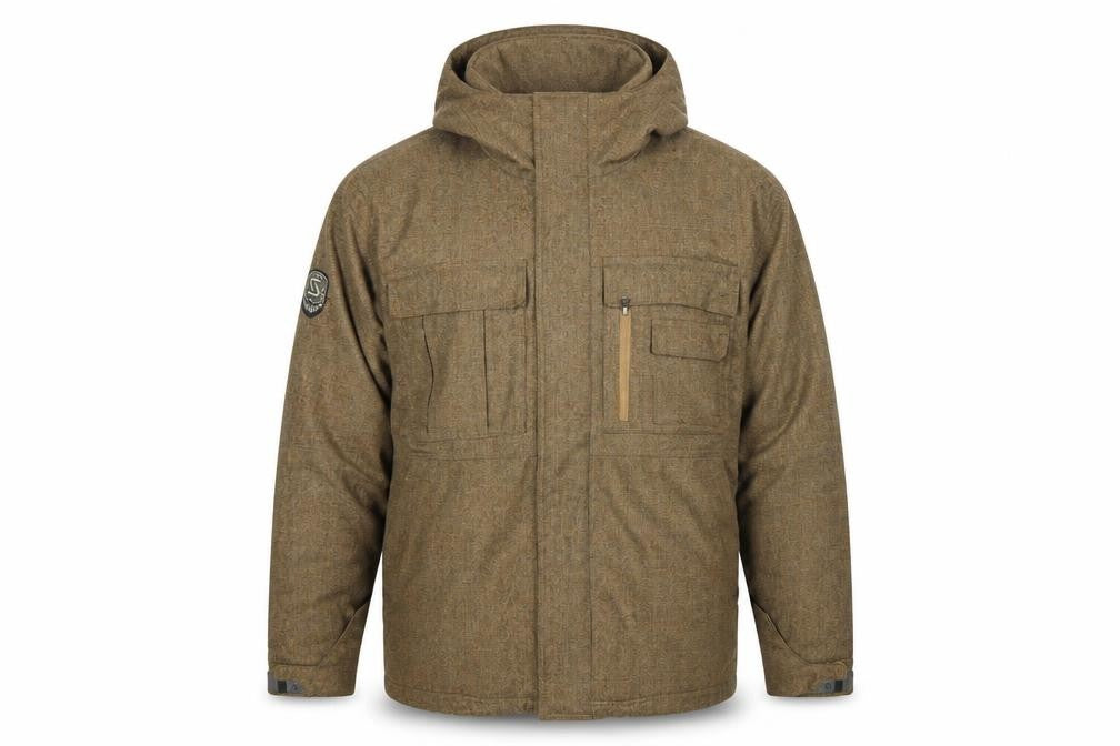 SIMS Men's Brown Tweed Parka Jacket Hooded Size L Outdoor