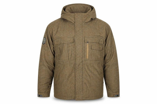 SIMS Men's Brown Tweed Parka Jacket Hooded Size L Outdoor