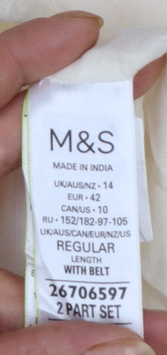 Marks and Spencer Women Cream Floral Embroidered Cotton Midi Wrap Dress Size 14