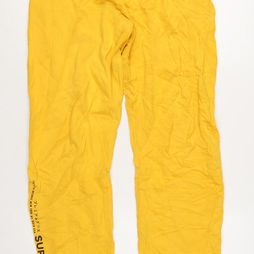 Superdry Women's Yellow Cotton Jogger Trousers Size 10