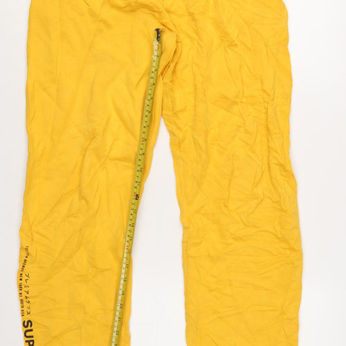 Superdry Women's Yellow Cotton Jogger Trousers Size 10