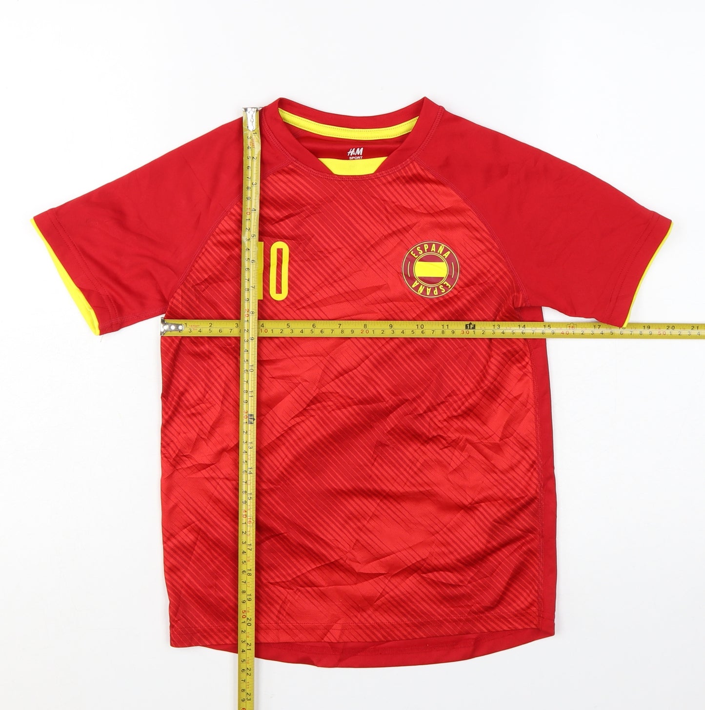 H&M Boys Red España Football Jersey T-Shirt 9-10Y Lightweight Polyester