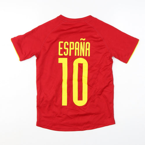 H&M Boys Red España Football Jersey T-Shirt 9-10Y Lightweight Polyester