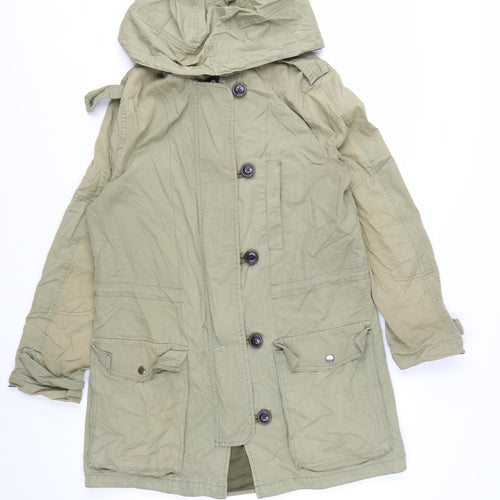 Gap Women's Green Hooded Parka Coat Size S Cotton Casual Jacket