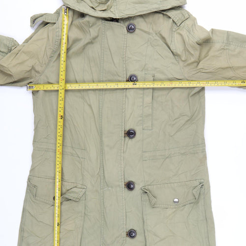 Gap Women's Green Hooded Parka Coat Size S Cotton Casual Jacket