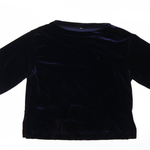 UNIQLO Women's Blue Velvet Short Sleeve Basic Top XS