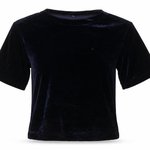 Uniqlo Women's Blue Velvet Short Sleeve Basic Top XS