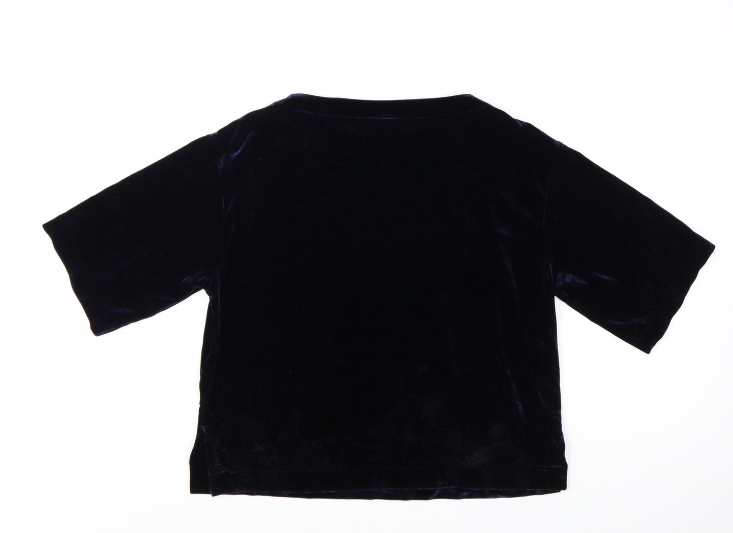 UNIQLO Women's Blue Velvet Short Sleeve Basic Top XS
