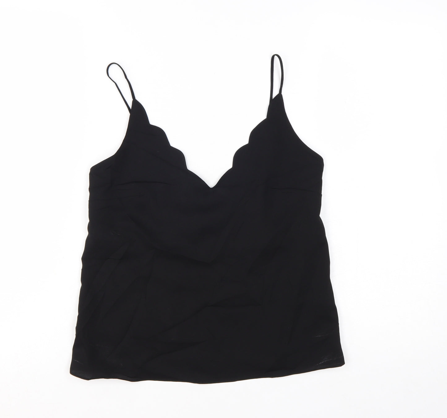 Topshop Womens Black Camisole Tank Top Size 4 Satin V-Neck