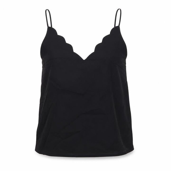 Topshop Womens Black Camisole Tank Top Size 4 Satin V-Neck