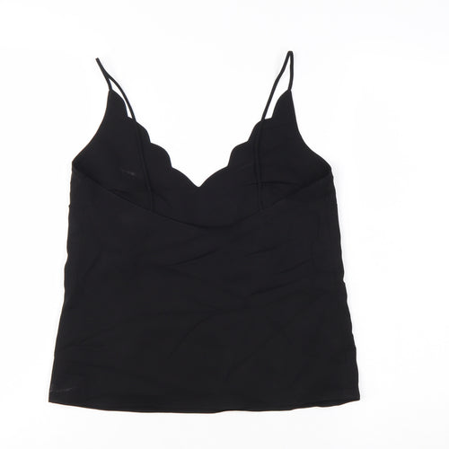 Topshop Womens Black Camisole Tank Top Size 4 Satin V-Neck