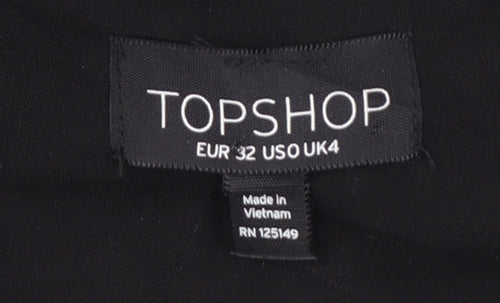 Topshop Womens Black Camisole Tank Top Size 4 Satin V-Neck