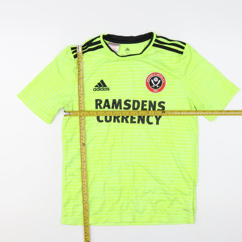 Adidas Boys Yellow Football Jersey T-Shirt 13-14 Years Climalite
