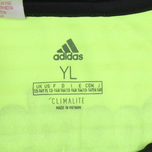 Adidas Boys Yellow Football Jersey T-Shirt 13-14 Years Climalite