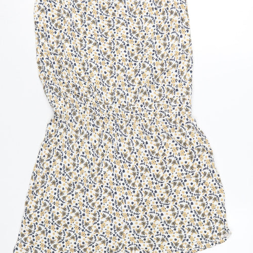 Next Women Beige Floral Sleeveless Playsuit Size S