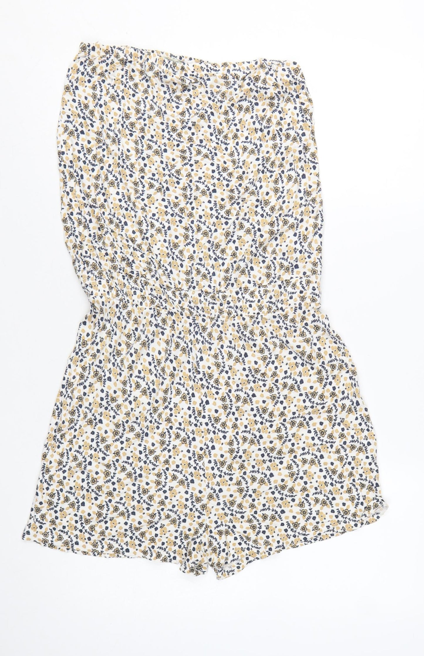 Next Women Beige Floral Sleeveless Playsuit Size S