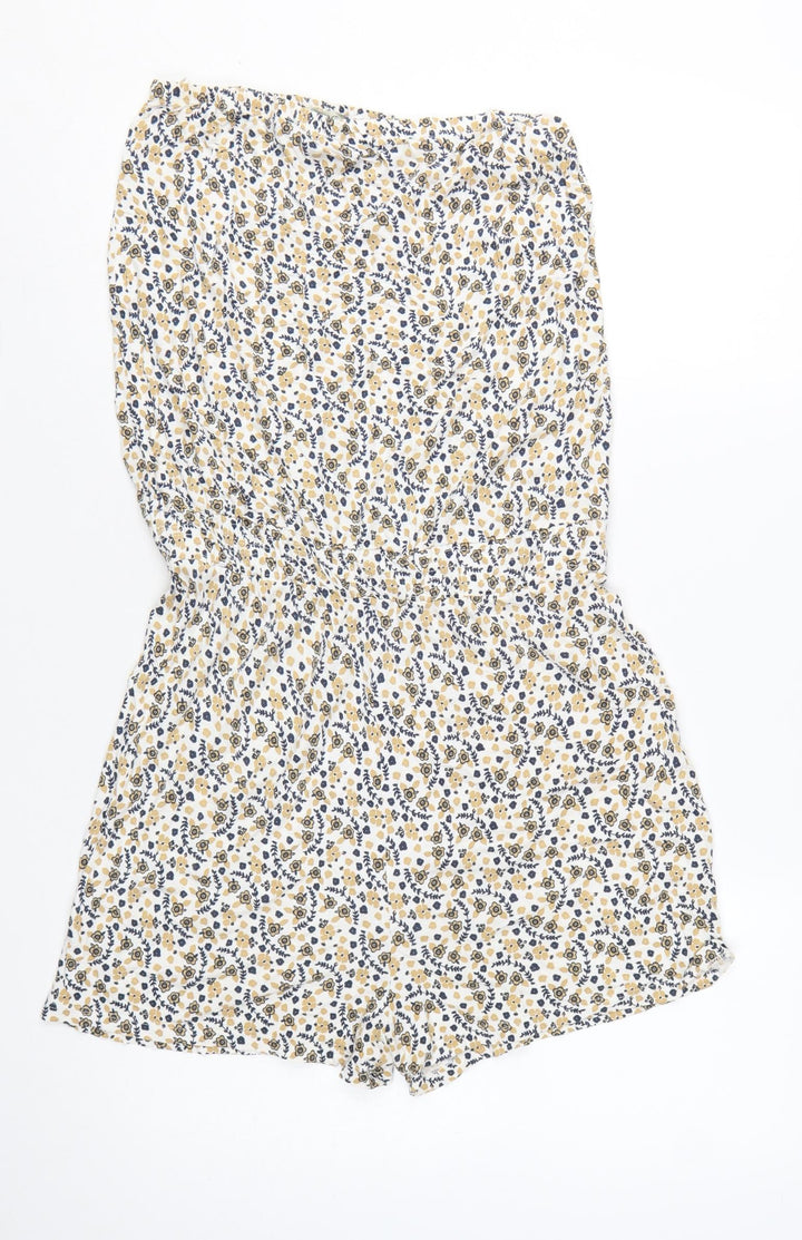 Next Women Beige Floral Sleeveless Playsuit Size S