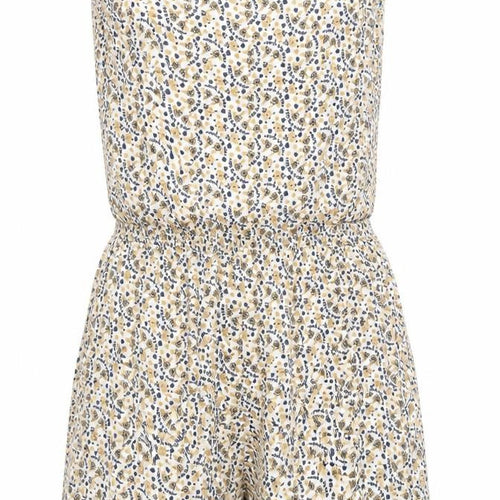 Next Women Beige Floral Sleeveless Playsuit Size S