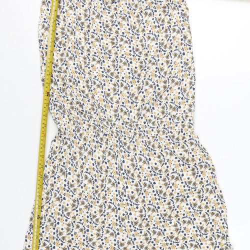 Next Women Beige Floral Sleeveless Playsuit Size S