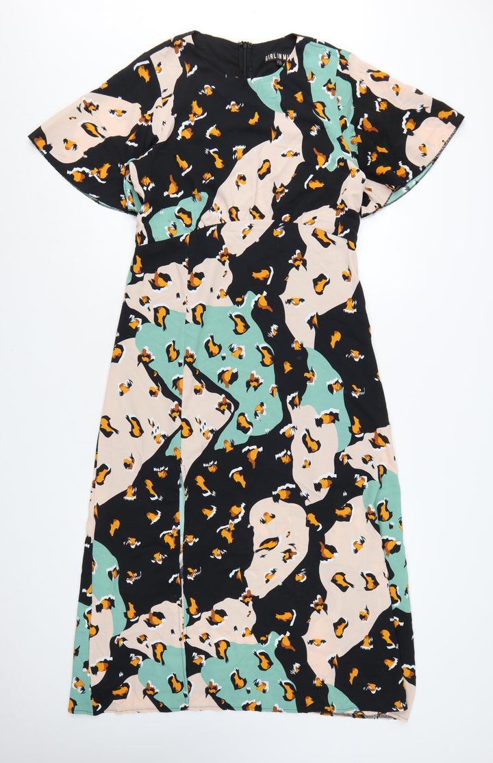 Girl In Mind Women's Multicoloured Animal Print Midi Shift Dress Size 12