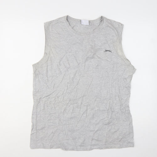 Slazenger Womens Grey Sleeveless Tank Top L Basic Cotton Blend
