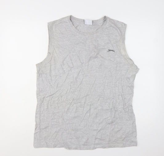 Slazenger Womens Grey Sleeveless Tank Top L Basic Cotton Blend