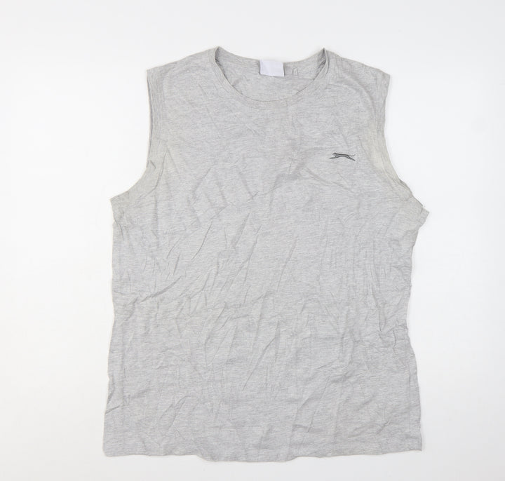 Slazenger Womens Grey Sleeveless Tank Top L Basic Cotton Blend