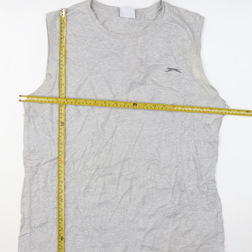 Slazenger Womens Grey Sleeveless Tank Top L Basic Cotton Blend