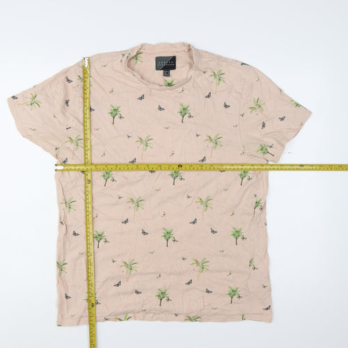 Broken Standard Men Beige Palm Tree Graphic Print T-Shirt XL