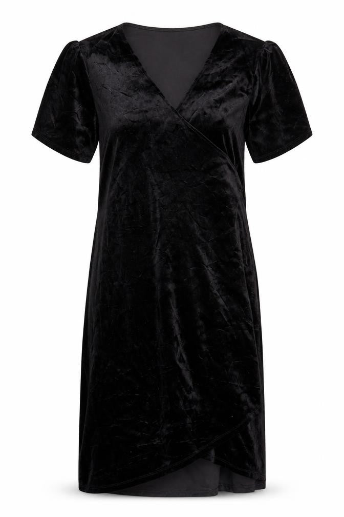 H&M Maternity Black Velvet Wrap Midi Dress Size 12