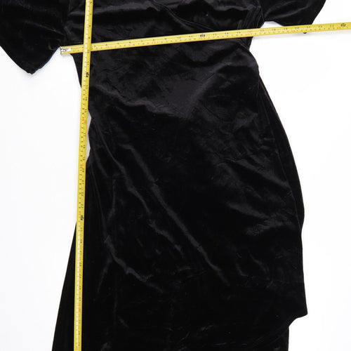 H&M Maternity Black Velvet Wrap Midi Dress Size 12