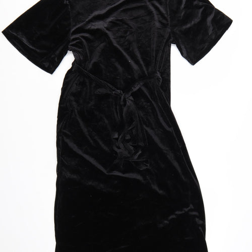 H&M Maternity Black Velvet Wrap Midi Dress Size 12