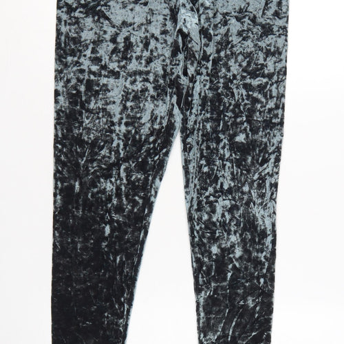 Topshop Women’s Grey Crushed Velvet Stretch Leggings Size 16