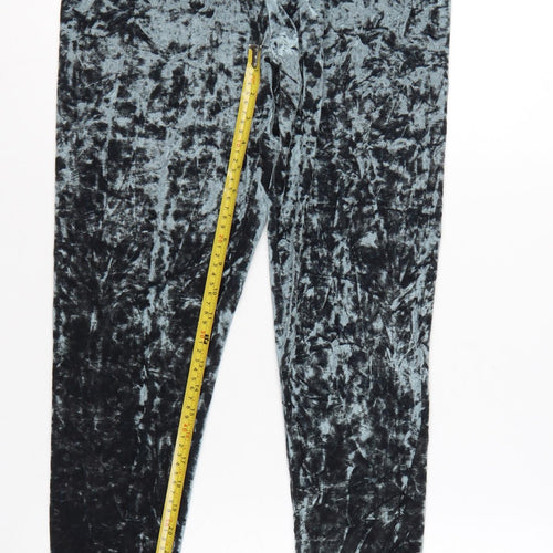 Topshop Women’s Grey Crushed Velvet Stretch Leggings Size 16