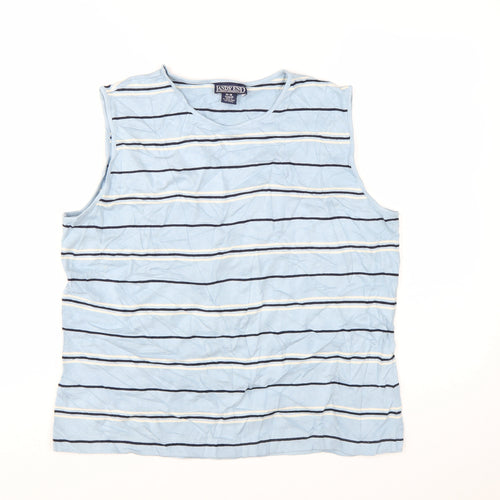 Lands' End Women's Blue Striped Sleeveless Tank Top L 14-16