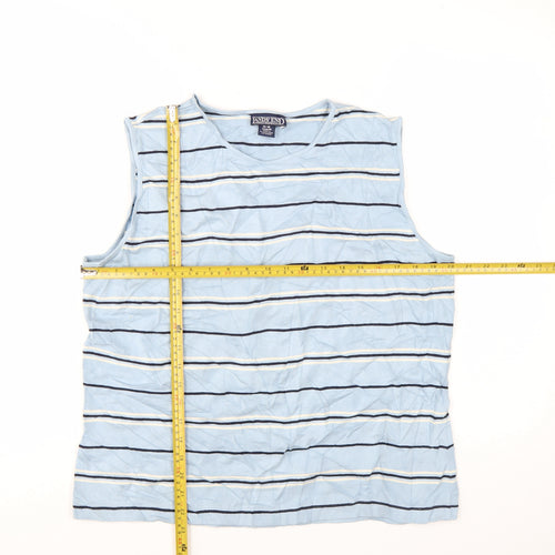 Lands' End Women's Blue Striped Sleeveless Tank Top L 14-16