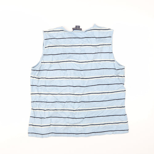 Lands' End Women's Blue Striped Sleeveless Tank Top L 14-16