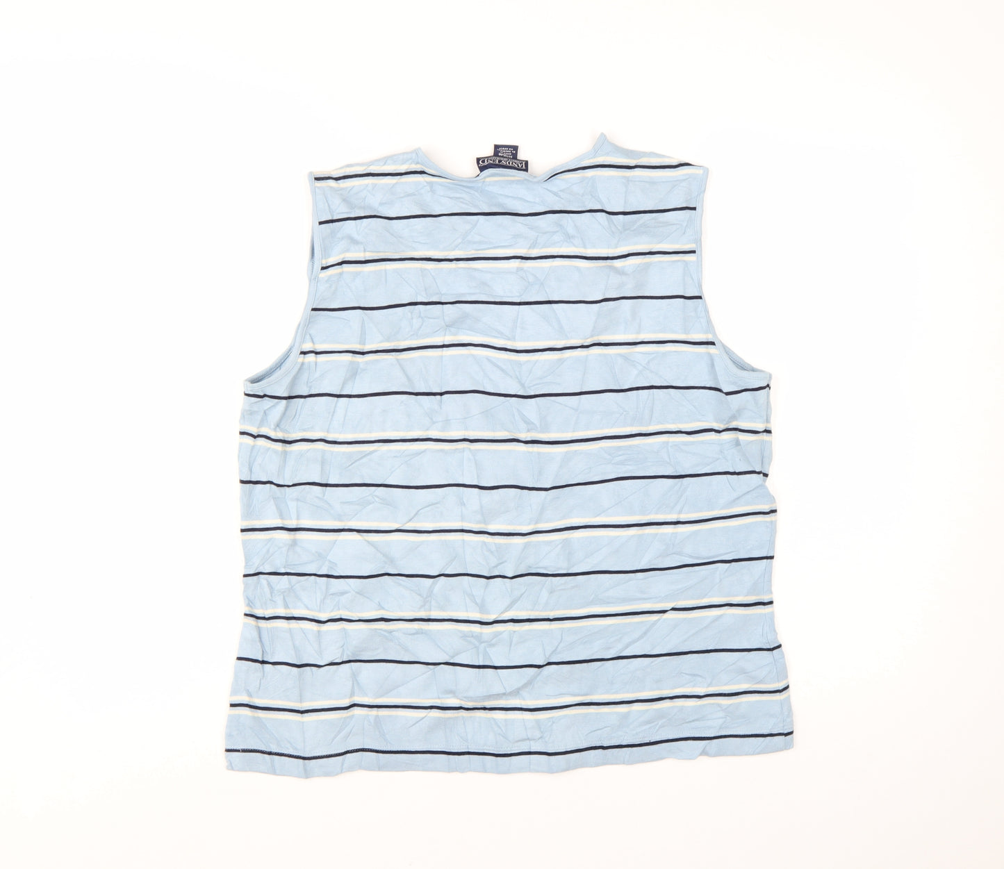 Lands' End Women's Blue Striped Sleeveless Tank Top L 14-16