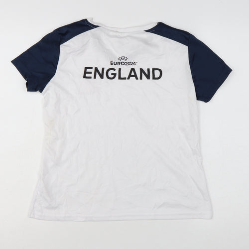 UEFA Women White England Euro 2024 V-Neck T-Shirt S