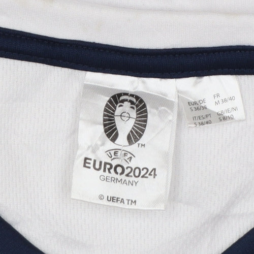 UEFA Women White England Euro 2024 V-Neck T-Shirt S