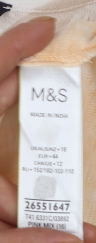 Marks and Spencer Womens Multicoloured Tie Dye Cotton T-Shirt Size 16