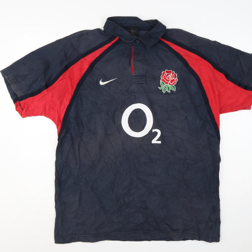 Nike England Rugby Blue Red O2 Men's XL Polo Shirt