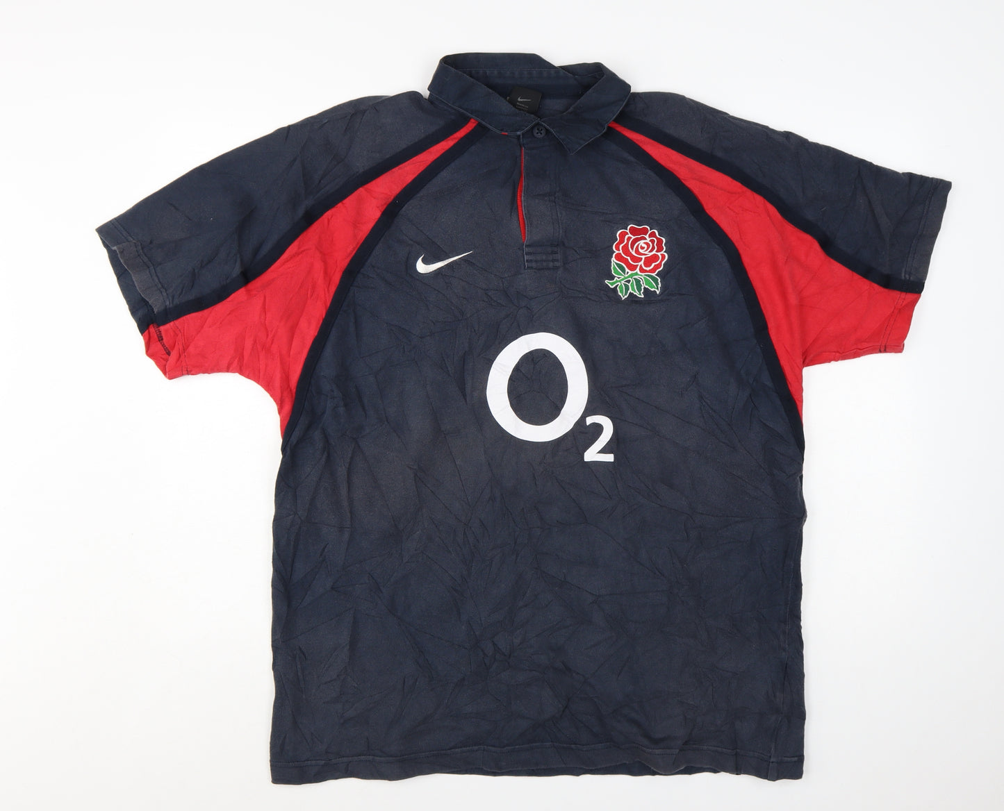 Nike England Rugby Blue Red O2 Men's XL Polo Shirt