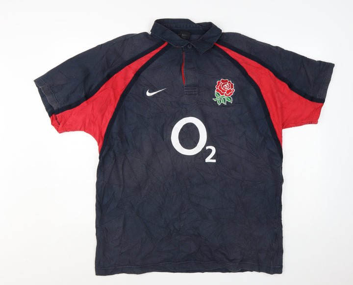 Nike England Rugby Blue Red O2 Men's XL Polo Shirt